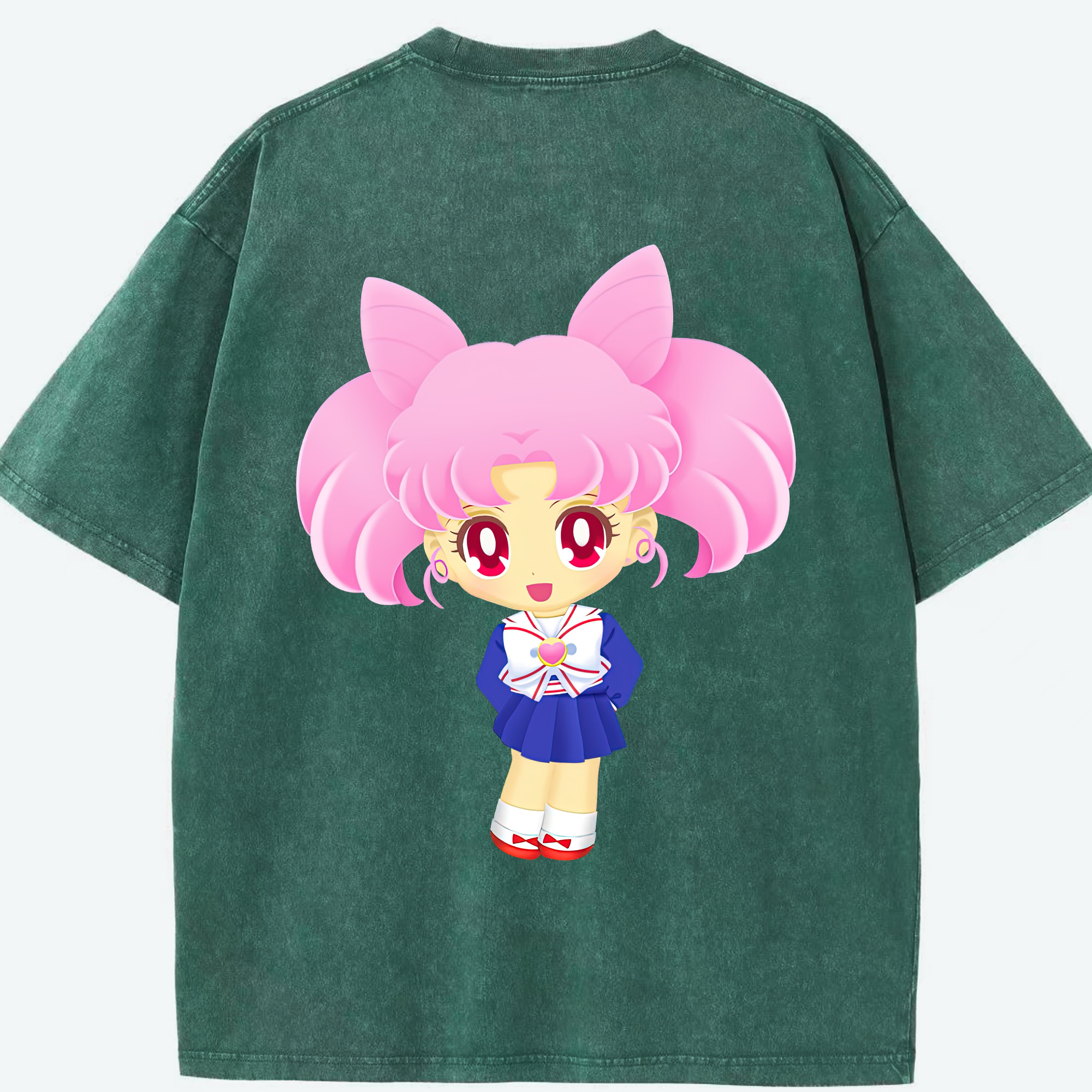 （画像用） 美少女戦士セーラームーン ちびうさ Sailor Moon Chibiusa Tsukino Usagi Small Lady Serenity 綿100% ヴィンテージ風 半袖Tシャツ（背面プリント）